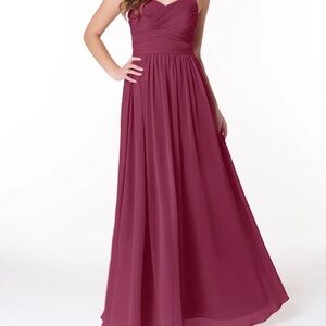 Azazie Kaitlynn Bridesmaid Dress Mulberry-Floor Length-Rouched Pleated Size A4